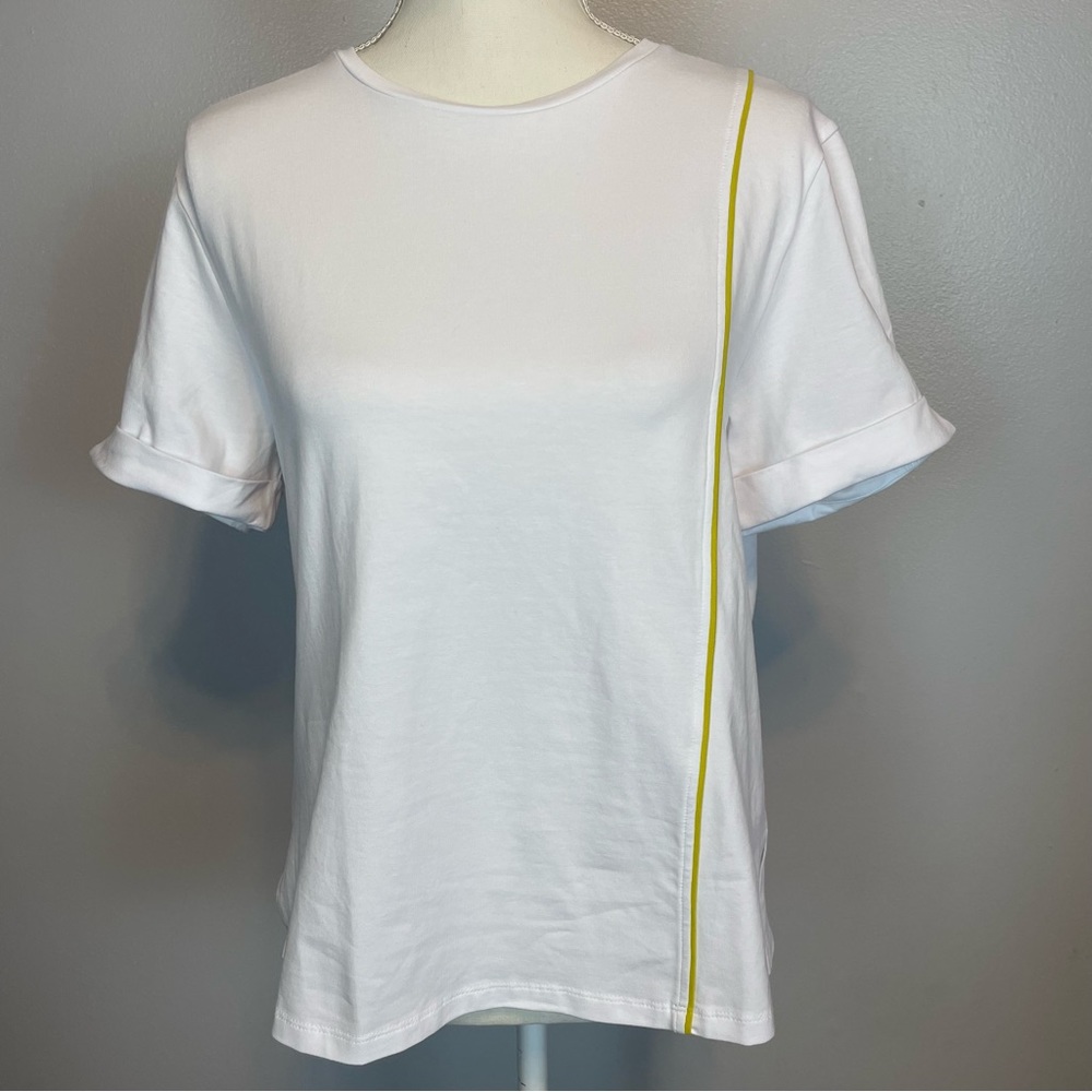 NWT Saint + Sofia White Tshirt with Yellow Stripe Size 6